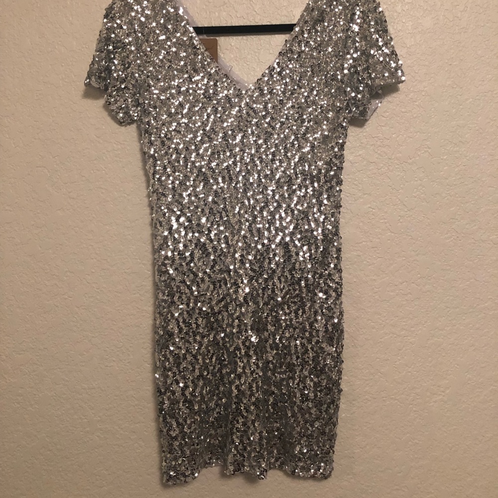 NWT! Silver sequins cocktail dress. New Years Eve!